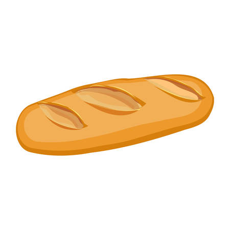 Long loaf of wheat bread flat material design object isolatedのイラスト素材