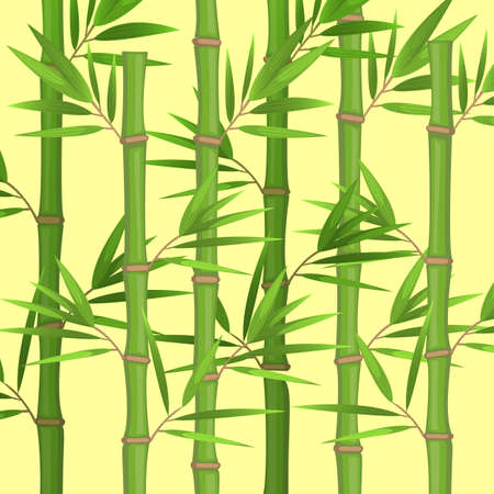 Stalks of bamboo with green leaves flat theme in realisticのイラスト素材