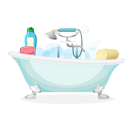Bath tub isolated full of foam with bubblesのイラスト素材
