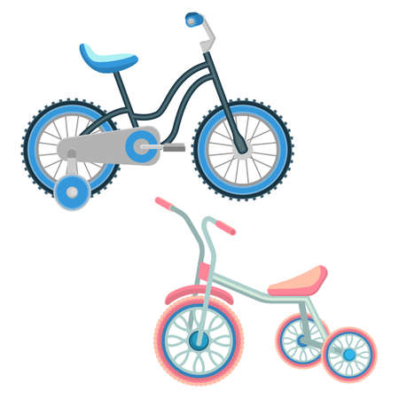 Set of bicycles for children vector realistic illustration isolated.のイラスト素材