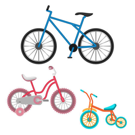 Set of bicycles vector realistic illustration isolated on white.のイラスト素材