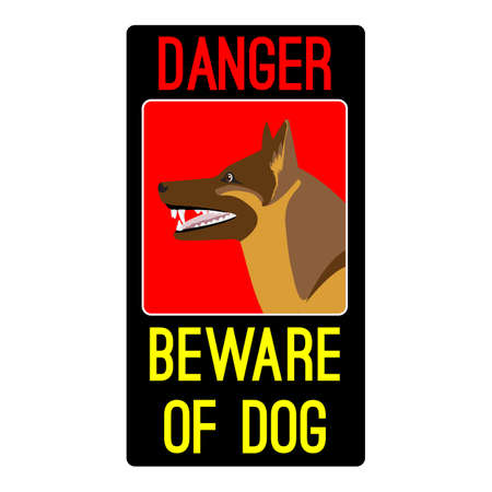 Danger beware of dog sign with shepherd dog vector illustration.のイラスト素材