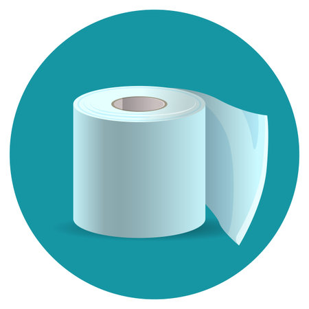 Toilet paper icon on blue web button vector illustrationのイラスト素材