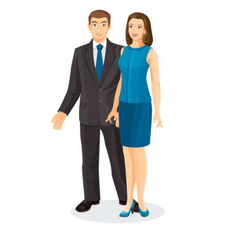 Elegant couple husband and wife vector illustration isolated on white.のイラスト素材