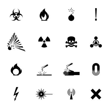 Biohazard warning black signs collection isolated on whiteのイラスト素材