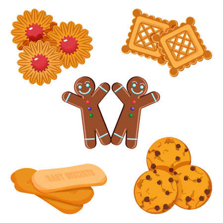 Set of vector biscuits gingerbread boy, confectionery with jelly vectorのイラスト素材