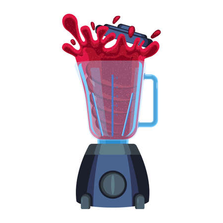 Blender with red splashes of cherry or strawberry juice vectorのイラスト素材
