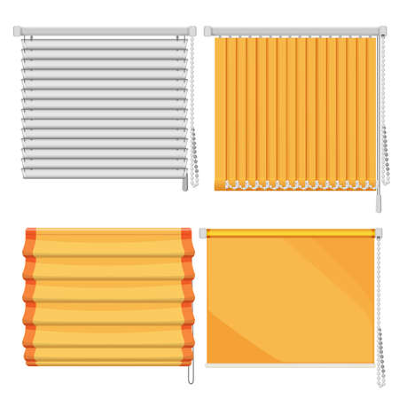 Set of horizontal and vertical window blinds vector illustrationのイラスト素材