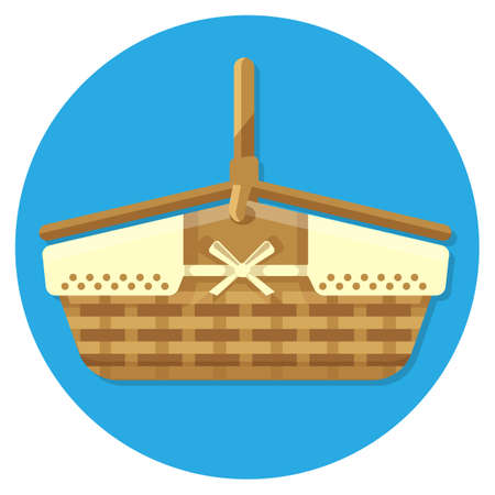 Wooden basket for summer picnics vector illustration isolatedのイラスト素材