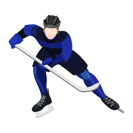 Athlete with ice-hockey stick playing hockey vector illustrationのイラスト素材