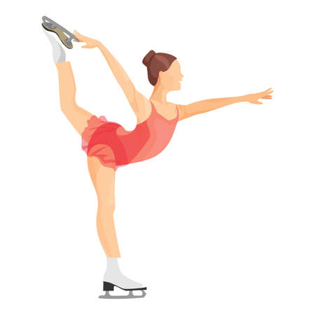 Figure skater girl in short red dress skating vector illustrationの写真素材