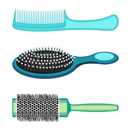 Types of hair combs and hairdressing brushes vector illustration isolatedのイラスト素材