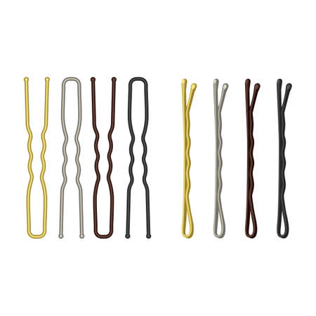 Metal bobby pins vector illustration isolated on white backgroundのイラスト素材