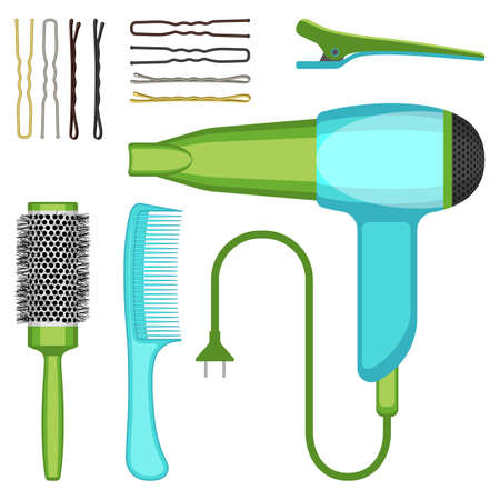 Set of hairdressing tools vector illustration isolated on white background.のイラスト素材