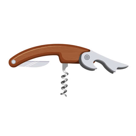 Bottle opener with wooden handle vector illustration.のイラスト素材