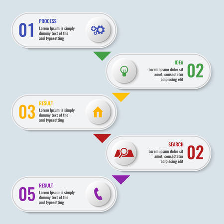 Process business chart with five steps in long shapeのイラスト素材