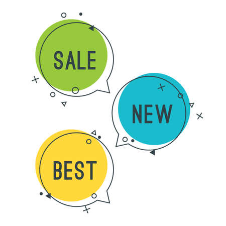 Simple best new sale speech bubbles with geometric signs vectorのイラスト素材