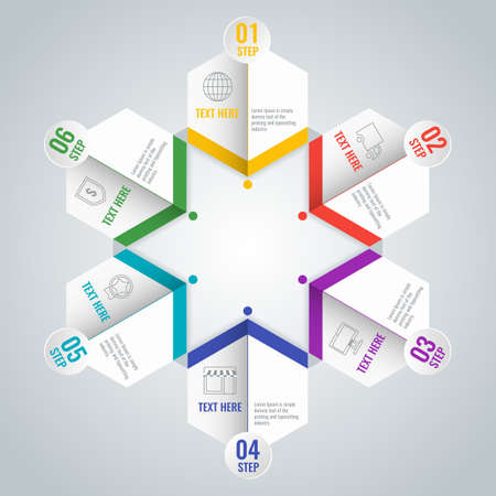 Business infographic scheme with six steps in star shapeのイラスト素材