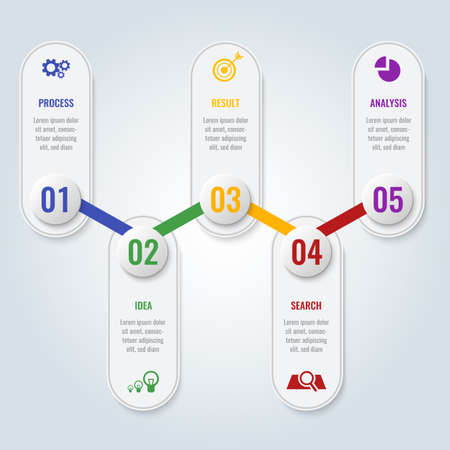 Infographic steps with process start and mechanical gears vectorのイラスト素材