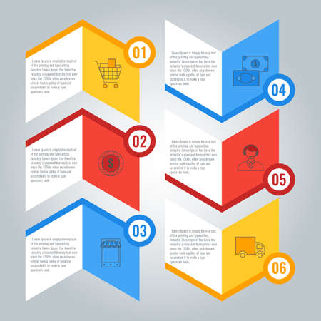 Process business infographic chart with steps going one after anotherのイラスト素材
