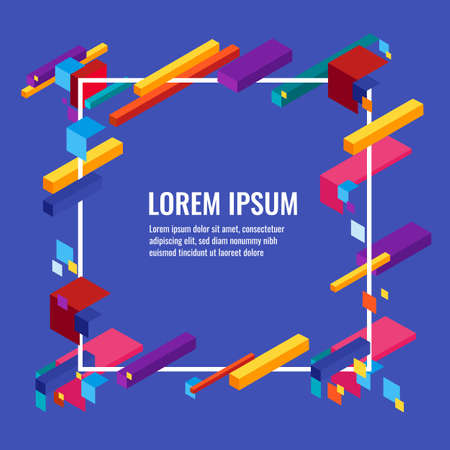 Banner with colorful constructions of different geometric shapes vectorのイラスト素材