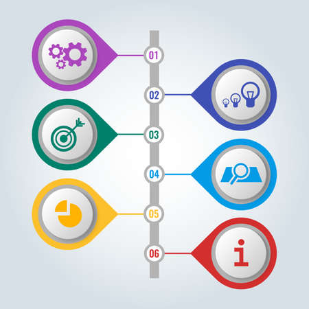 Set of icons with scheme and steps of work, infographic concept.のイラスト素材
