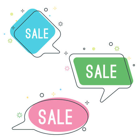 Simple sale speech bubbles with geometric signs vector illustrationのイラスト素材