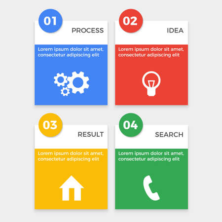 Set of brochures with icons gear process, idea bulb symbolのイラスト素材