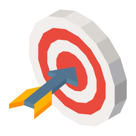 Missile in dartboard three dimensional vector illustration on whiteのイラスト素材