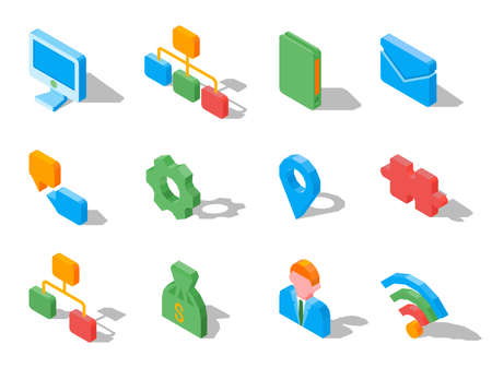 Set of business 3D icons vector illustration isolated on white.のイラスト素材