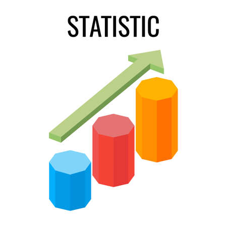 Statistic growing chart with arrow going up three dimensional vector illustration isolated on white. Can be used as element in creating infographic imageのイラスト素材