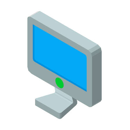 Computer screen 3D icon vector illustration isolated on white.のイラスト素材