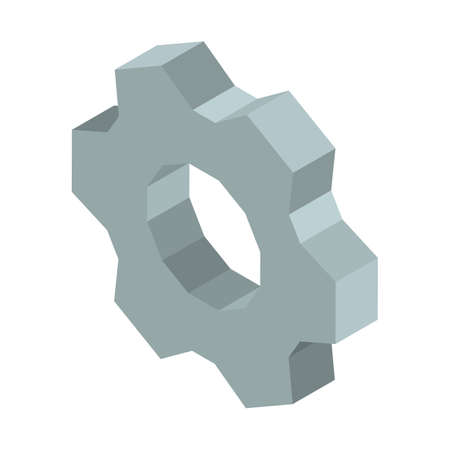 Metal gear 3D business icon vector illustration isolated on white. Mechanical mechanism made of steel, cogwheel sign, symbol of progressのイラスト素材