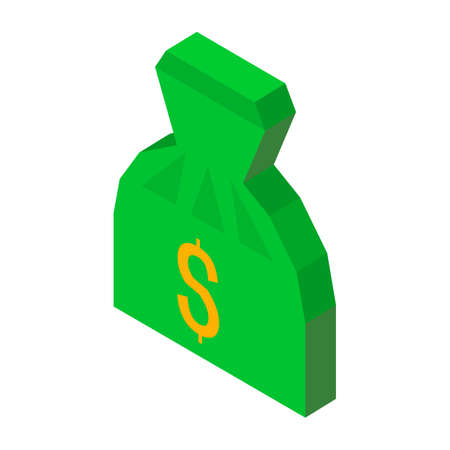 Bag of money 3D icon with dollar sign vector illustration isolated on white background. Symbol of currency in banking system, moneybag in earning conceptのイラスト素材