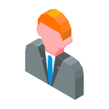 Person avatar 3D icon vector illustration isolated on white. Faceless symbol of user, isometric sign of profile portrait, businessman web buttonのイラスト素材