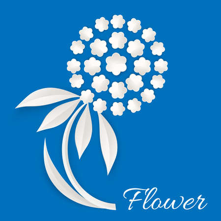White flower made of paper vector illustration isolated on blue backgroundのイラスト素材