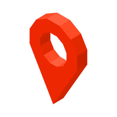 Point location 3D business icon vector illustration isolated on white. Pointer or place marker on map, symbol of navigation, Global Positioning System gps conceptのイラスト素材