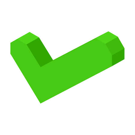 Green volumetric check mark icon isolated cartoon illustrationのイラスト素材