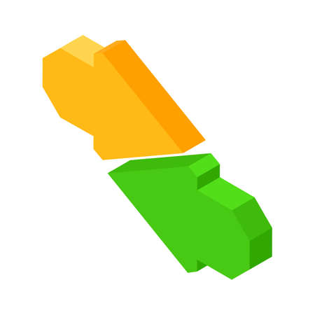 Data transfer icon with two colorful arrows isolated illustrationのイラスト素材