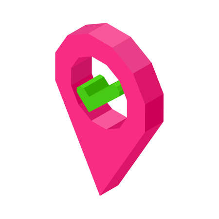 Pink geolocation symbol with check mark inside circleのイラスト素材