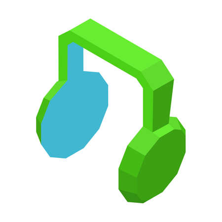 Big green headphones icon for music isolated illustrationのイラスト素材