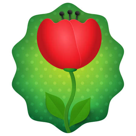 Tulip 3d flower isolated on green dotted background vector illustration.の写真素材
