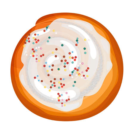 Bread roll round loaf with sugar and caramel topping dessertのイラスト素材
