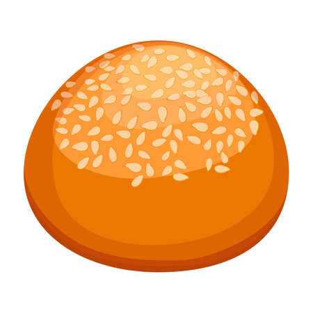 Round bun covered in sesame realistic style illustrationのイラスト素材
