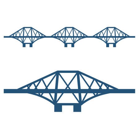 Forth Bridge set of blue silhouette isolated on whiteのイラスト素材