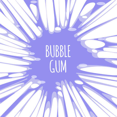 Bubble gum purple background with burst of chewing candyのイラスト素材