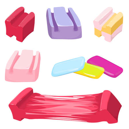 Set of colorful bubble gum candies vector illustration isolatedのイラスト素材