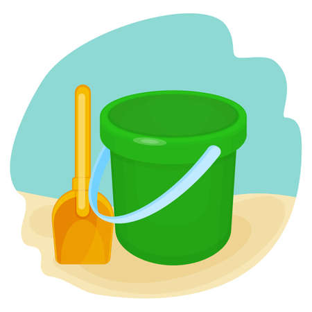 Bucket and spade put together on vector illustrationのイラスト素材