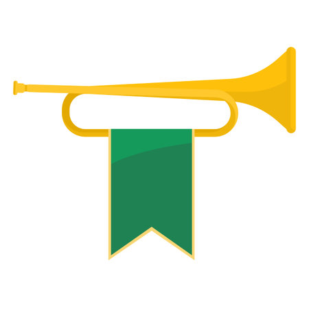 Golden bugle with green ribbon on it vector illustrationのイラスト素材