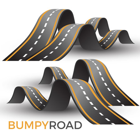 Bumpy road icon uneven dangerous wave path with marking vectorのイラスト素材